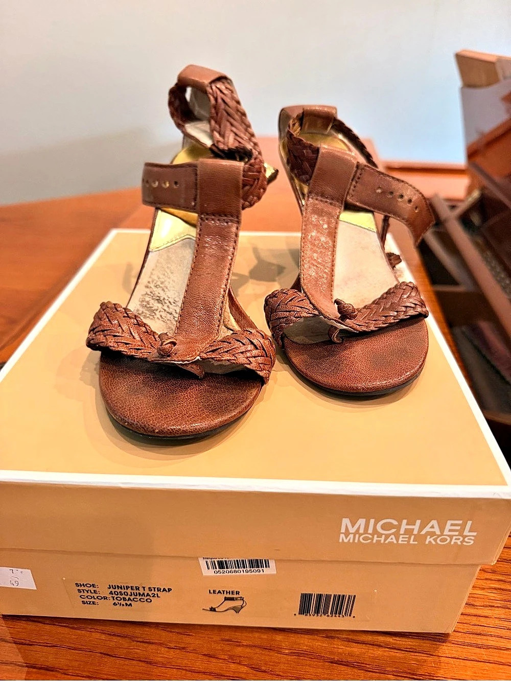 Michael Kors Leather Heeled Sandals Brown US 8